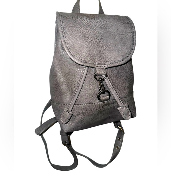 Free People gray pebbled  small Vegan leather  backpack - Picture 16 of 16